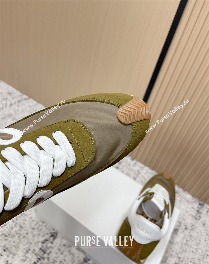 Loewe Flow Runner Sneakers in Nylon and Suede Green 7 2026 0226 (MD-260226017)