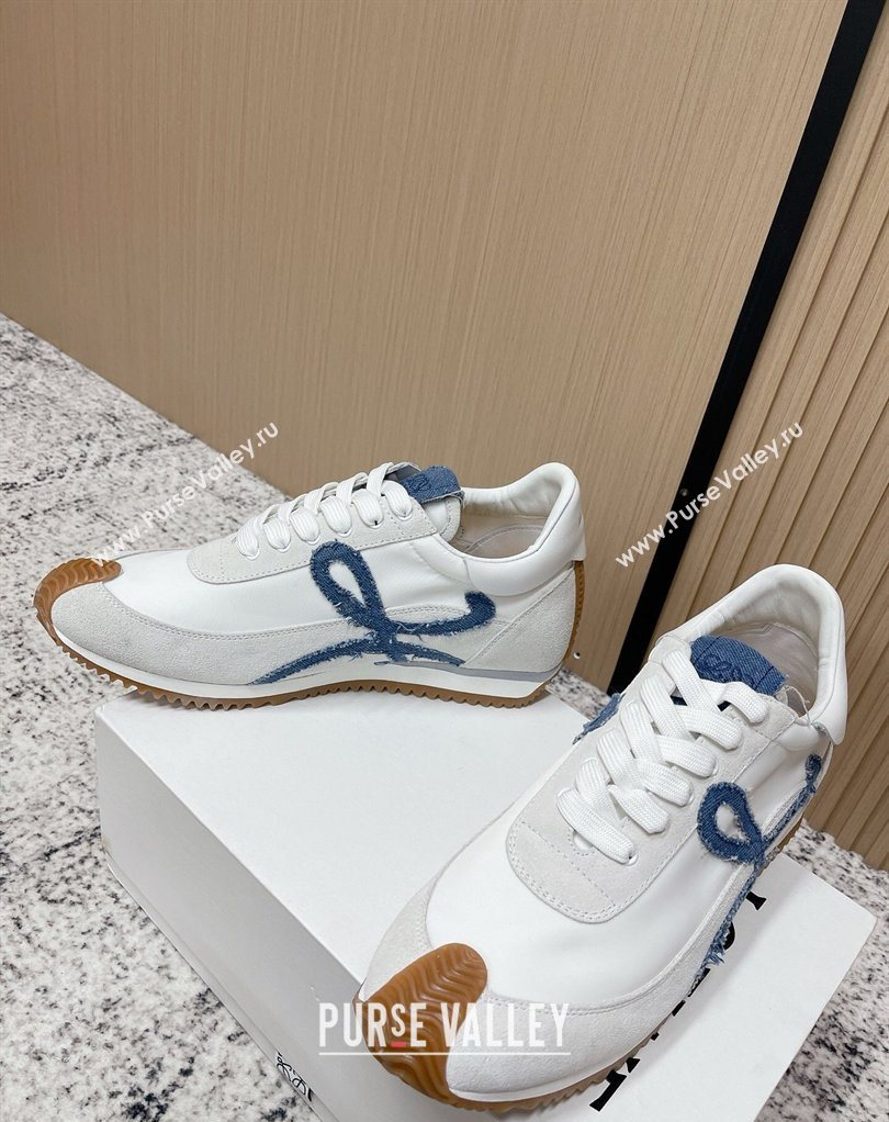Loewe Flow Runner Sneakers in Nylon and Suede White/Denim Blue 2026 0226 (MD-260226071)