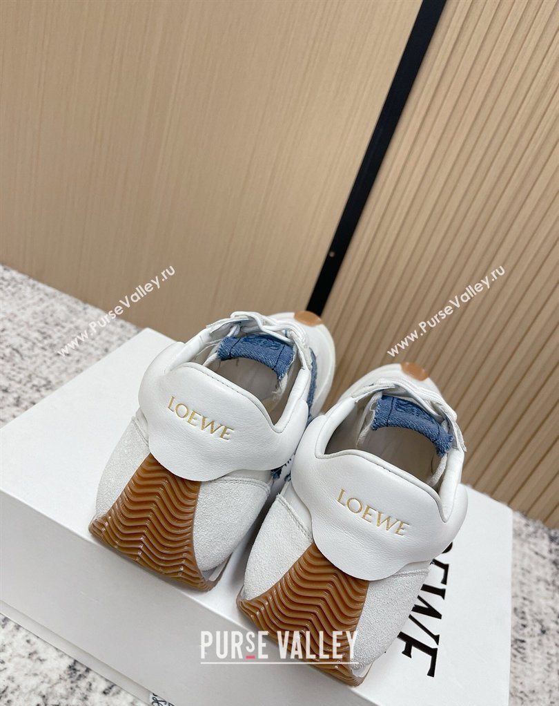 Loewe Flow Runner Sneakers in Nylon and Suede White/Denim Blue 2026 0226 (MD-260226071)