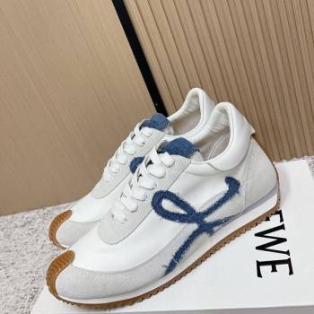 Loewe Flow Runner Sneakers in Nylon and Suede White/Denim Blue 2026 0226 (MD-260226071)
