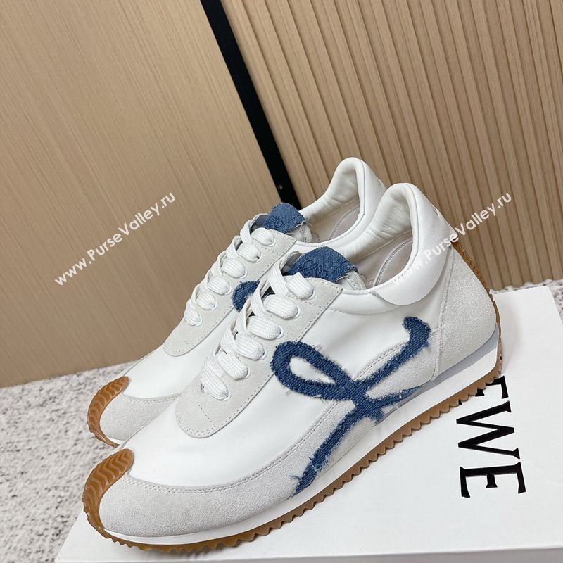 Loewe Flow Runner Sneakers in Nylon and Suede White/Denim Blue 2026 0226 (MD-260226071)