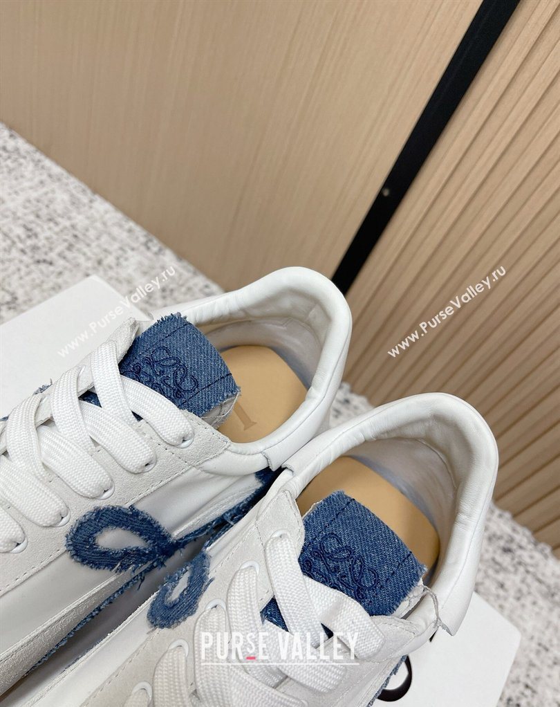 Loewe Flow Runner Sneakers in Nylon and Suede White/Denim Blue 2026 0226 (MD-260226071)