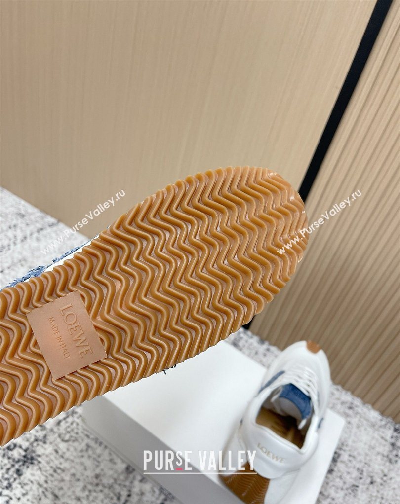 Loewe Flow Runner Sneakers in Nylon and Suede White/Denim Blue 2026 0226 (MD-260226071)