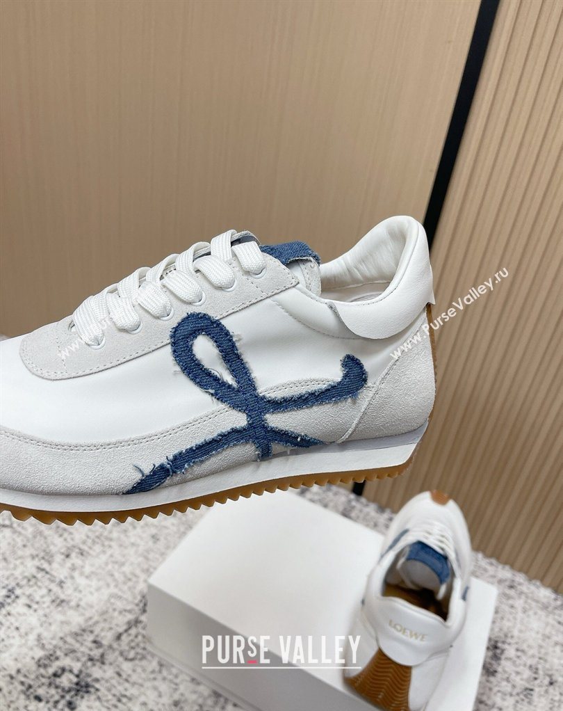 Loewe Flow Runner Sneakers in Nylon and Suede White/Denim Blue 2026 0226 (MD-260226071)