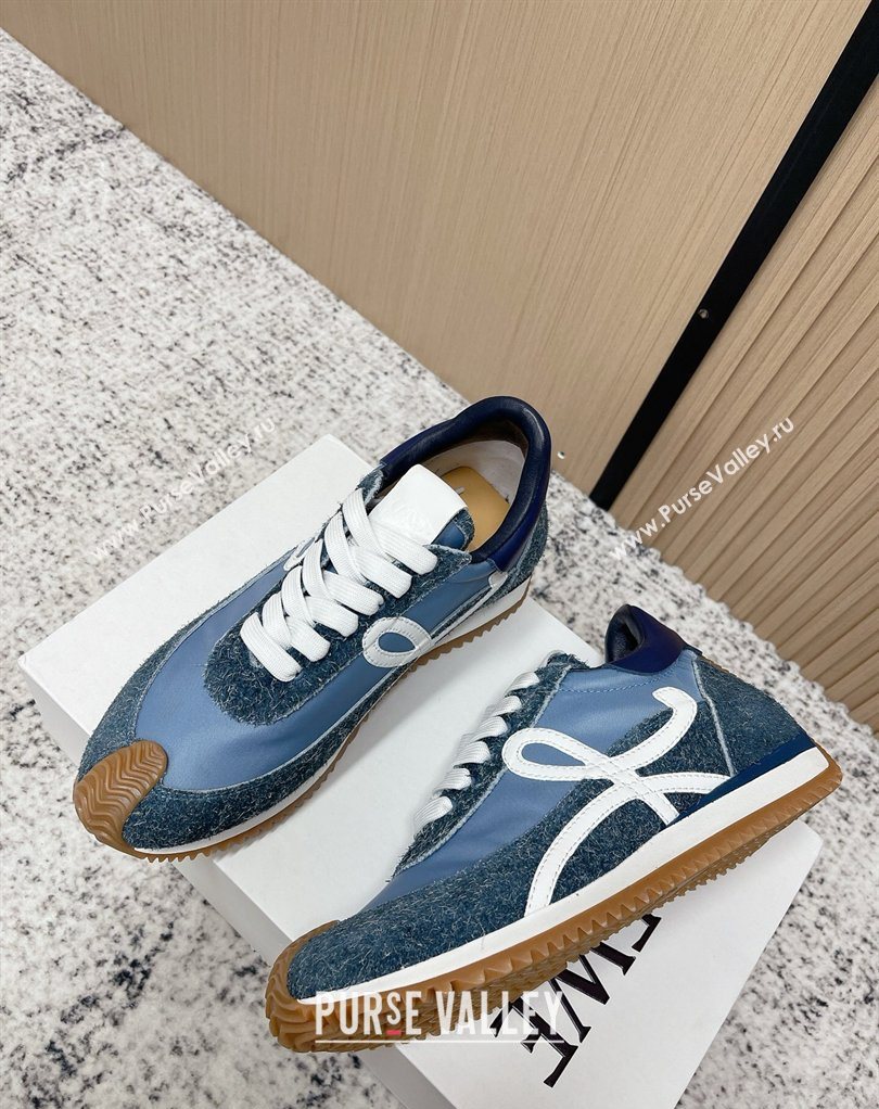 Loewe Flow Runner Sneakers in Nylon and Felt Blue 2026 0226 (MD-260226072)