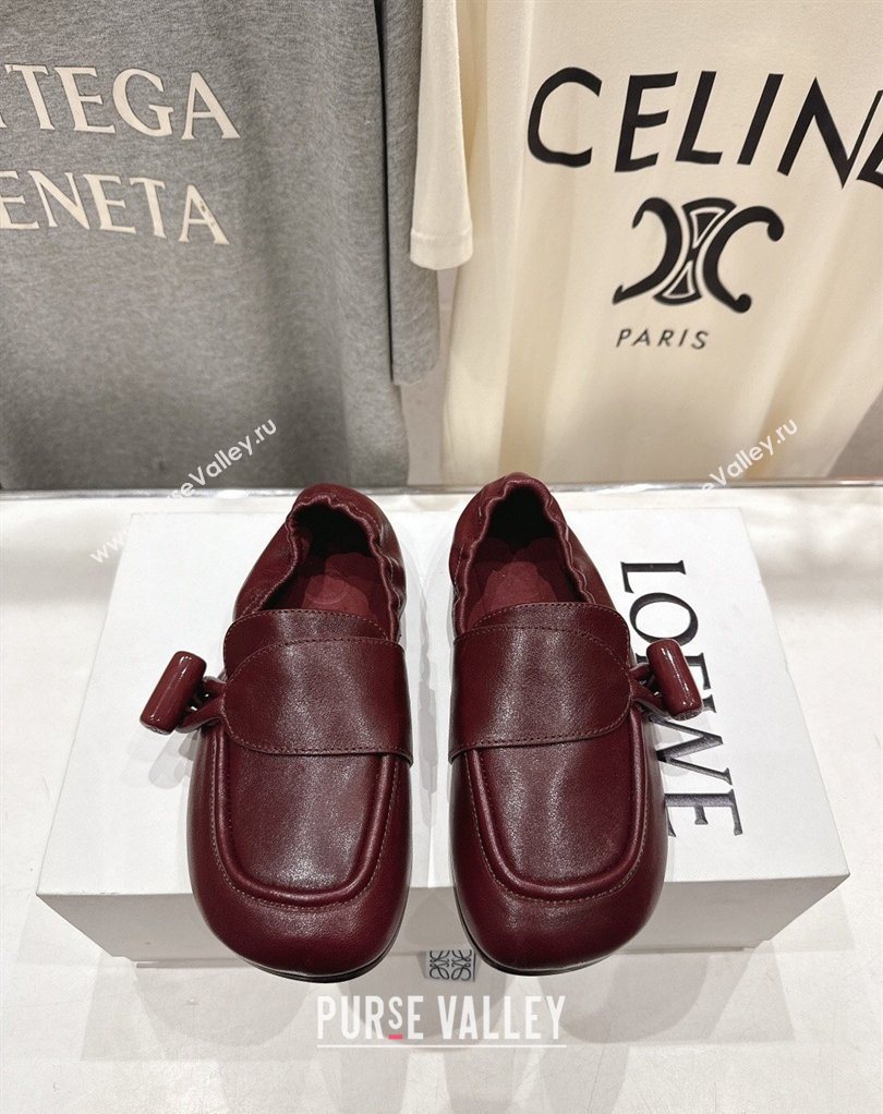 Loewe Toggle Loafers in Shiny Smooth Calfskin Leather Burnt Red 2026 (MD-260226011)