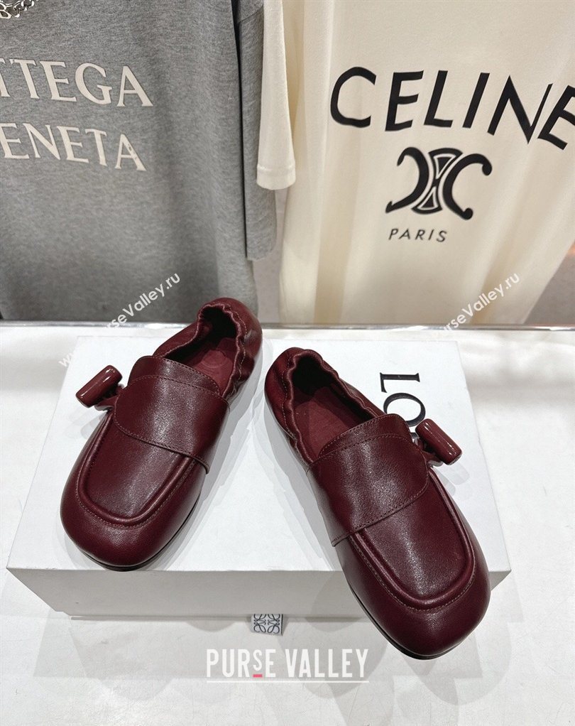 Loewe Toggle Loafers in Shiny Smooth Calfskin Leather Burnt Red 2026 (MD-260226011)