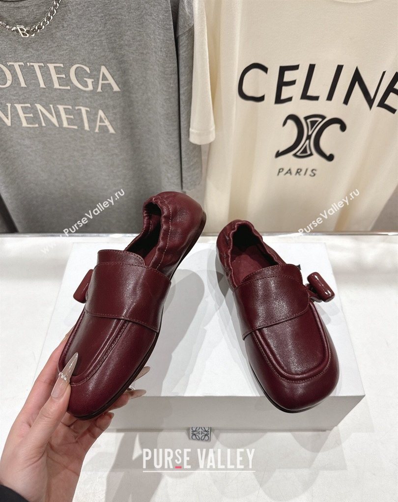 Loewe Toggle Loafers in Shiny Smooth Calfskin Leather Burnt Red 2026 (MD-260226011)