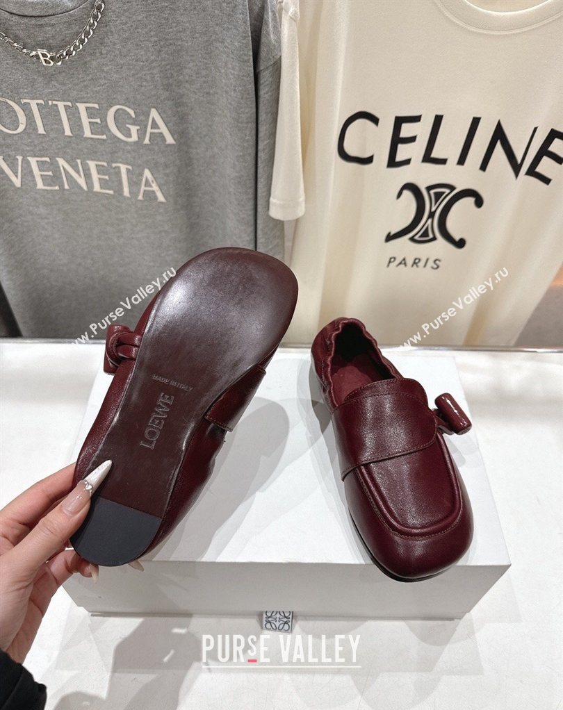 Loewe Toggle Loafers in Shiny Smooth Calfskin Leather Burnt Red 2026 (MD-260226011)