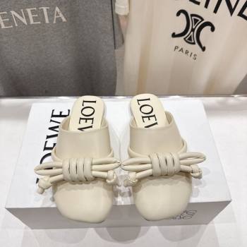 Loewe Flamenco Knot Flat Mules in Lambskin Leather Butter White 2026 (MD-260226006)