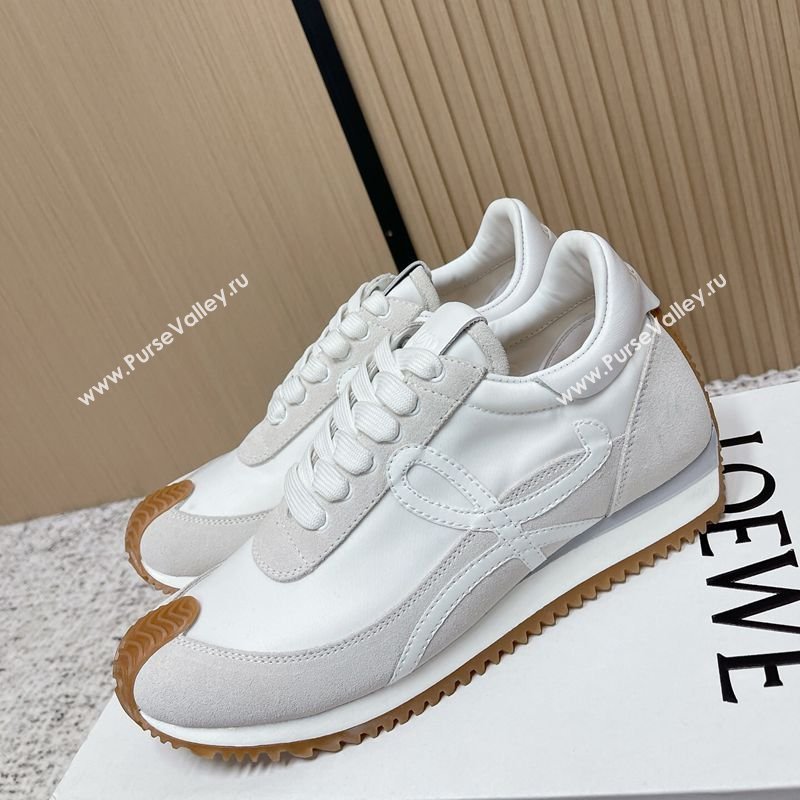 Loewe Flow Runner Sneakers in Nylon and Suede White/Grey 1 2026 0226 (MD-260226012)