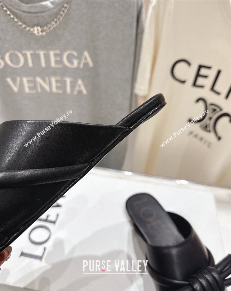 Loewe Flamenco Knot Flat Mules in Lambskin Leather Black 2026 (MD-260226007)