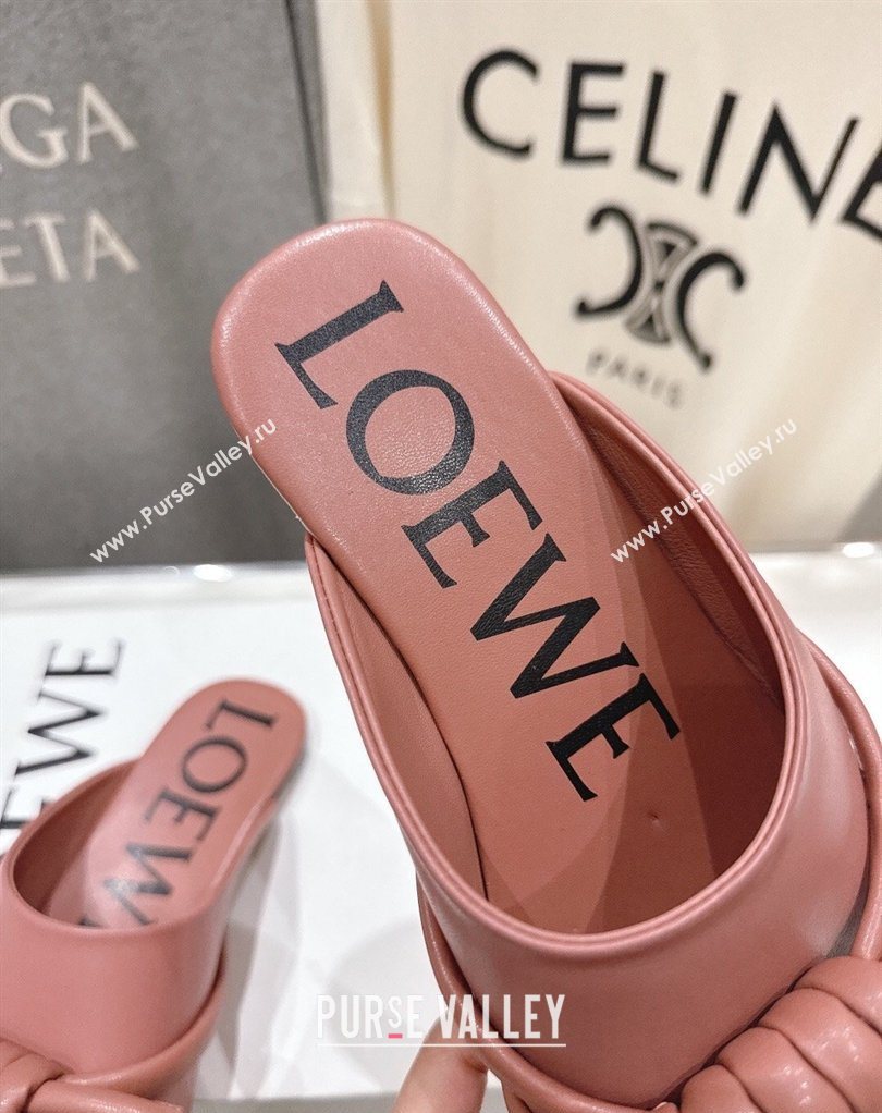 Loewe Flamenco Knot Flat Mules in Lambskin Leather Blush Pink 2026 (MD-260226008)