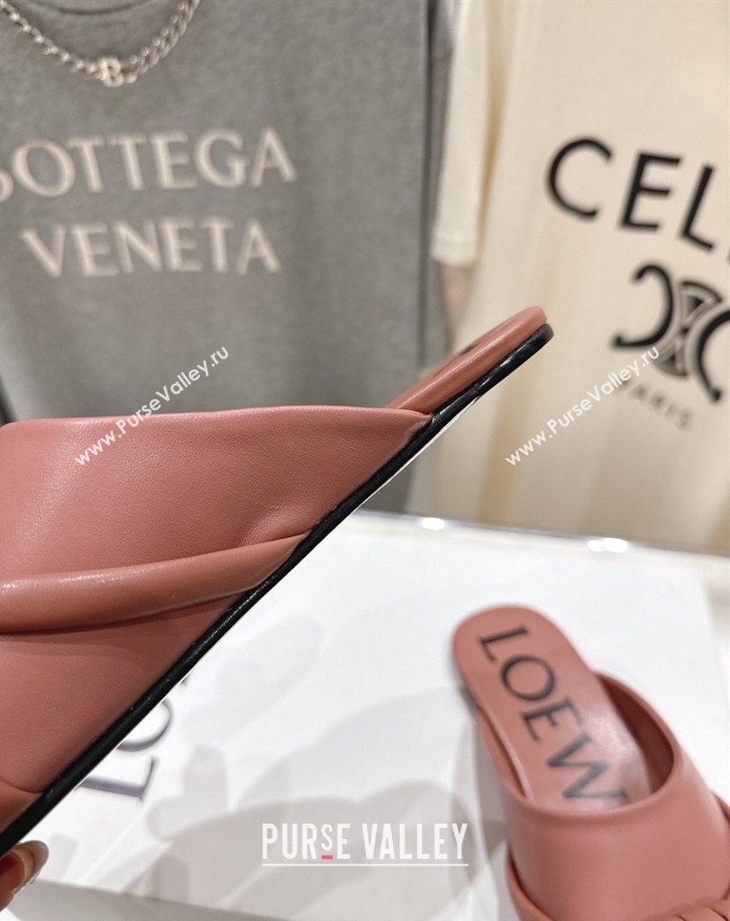 Loewe Flamenco Knot Flat Mules in Lambskin Leather Blush Pink 2026 (MD-260226008)