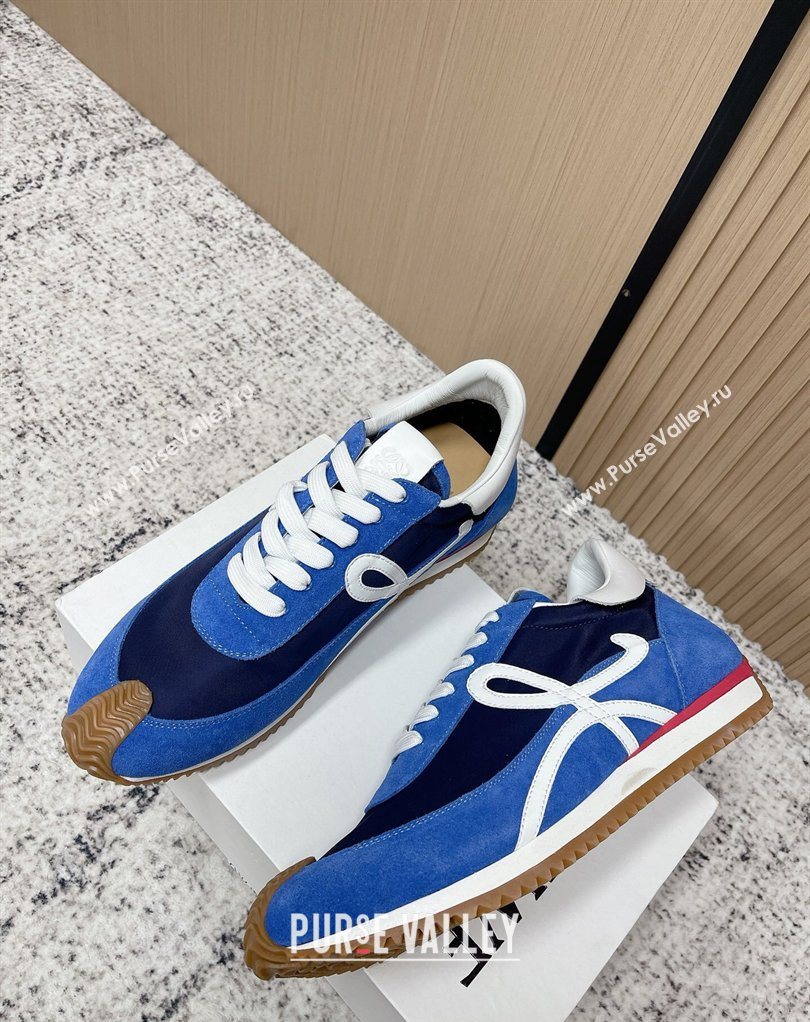 Loewe Flow Runner Sneakers in Nylon and Suede Blue 09 2026 0226 (MD-260226019)