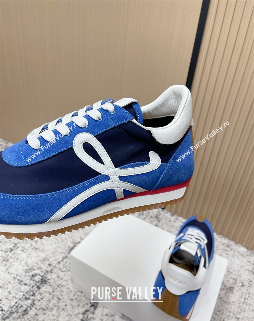 Loewe Flow Runner Sneakers in Nylon and Suede Blue 09 2026 0226 (MD-260226019)