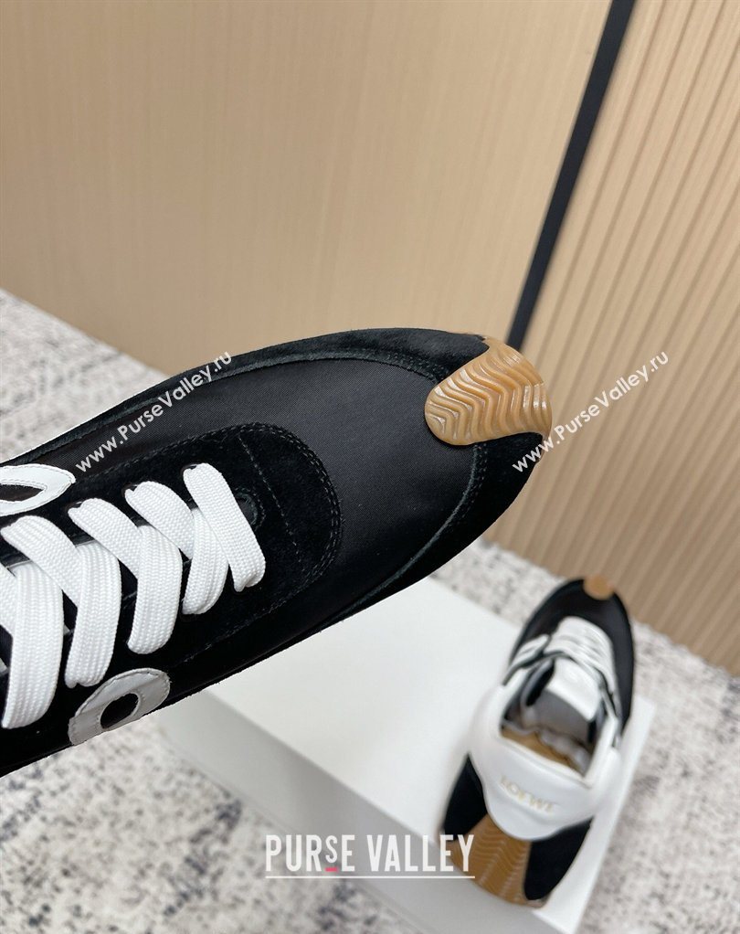 Loewe Flow Runner Sneakers in Nylon and Suede Black/White 10 2026 0226 (MD-260226020)