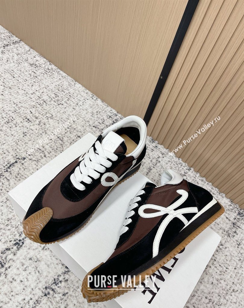 Loewe Flow Runner Sneakers in Nylon and Suede Brown 12 2026 0226 (MD-260226022)