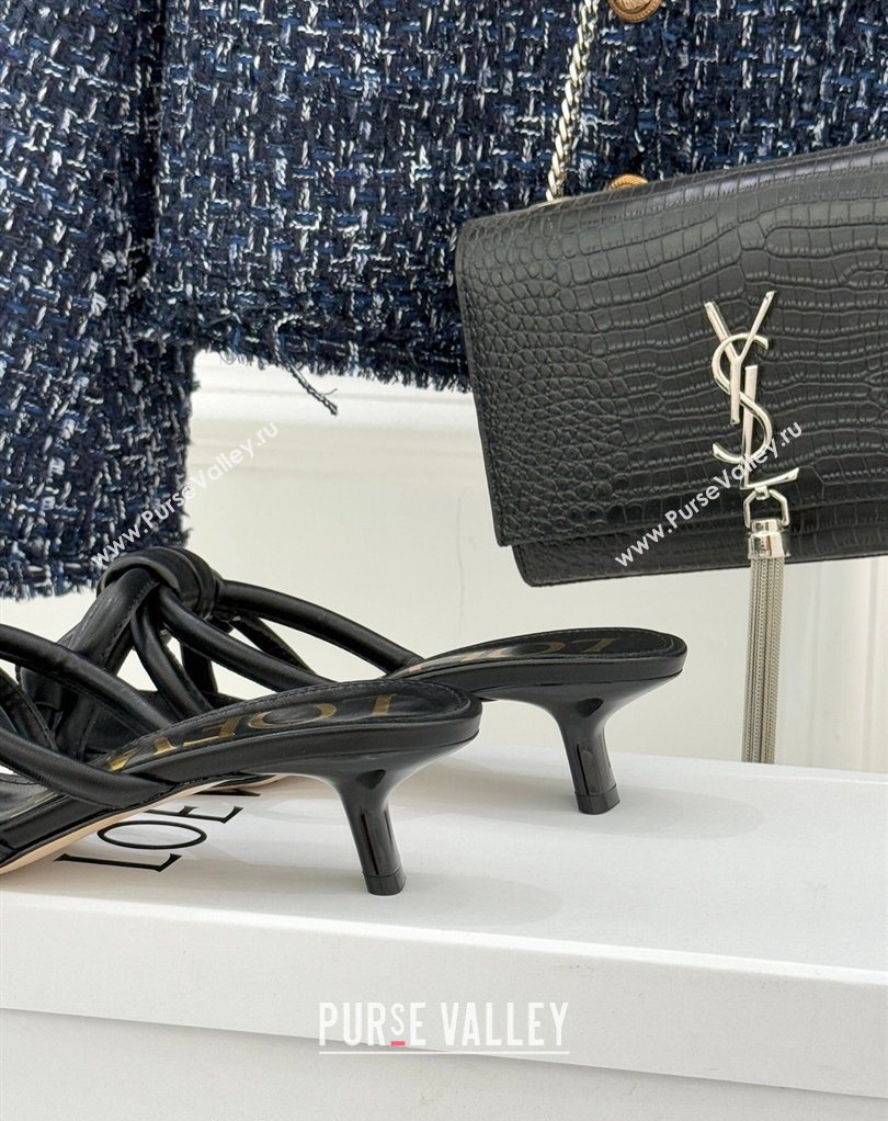 Loewe Flamenco Knot Heel Slides Sandal 3.5cm in Lambskin Leather Black 2026 (MD-260226001)