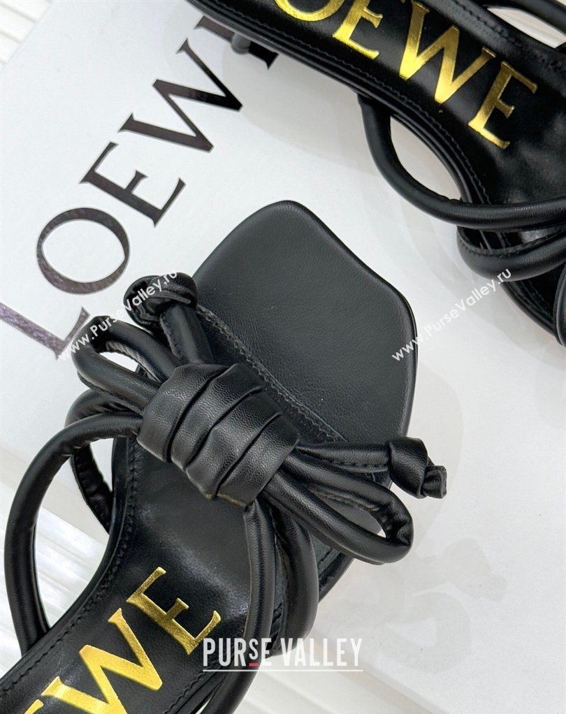 Loewe Flamenco Knot Heel Slides Sandal 3.5cm in Lambskin Leather Black 2026 (MD-260226001)
