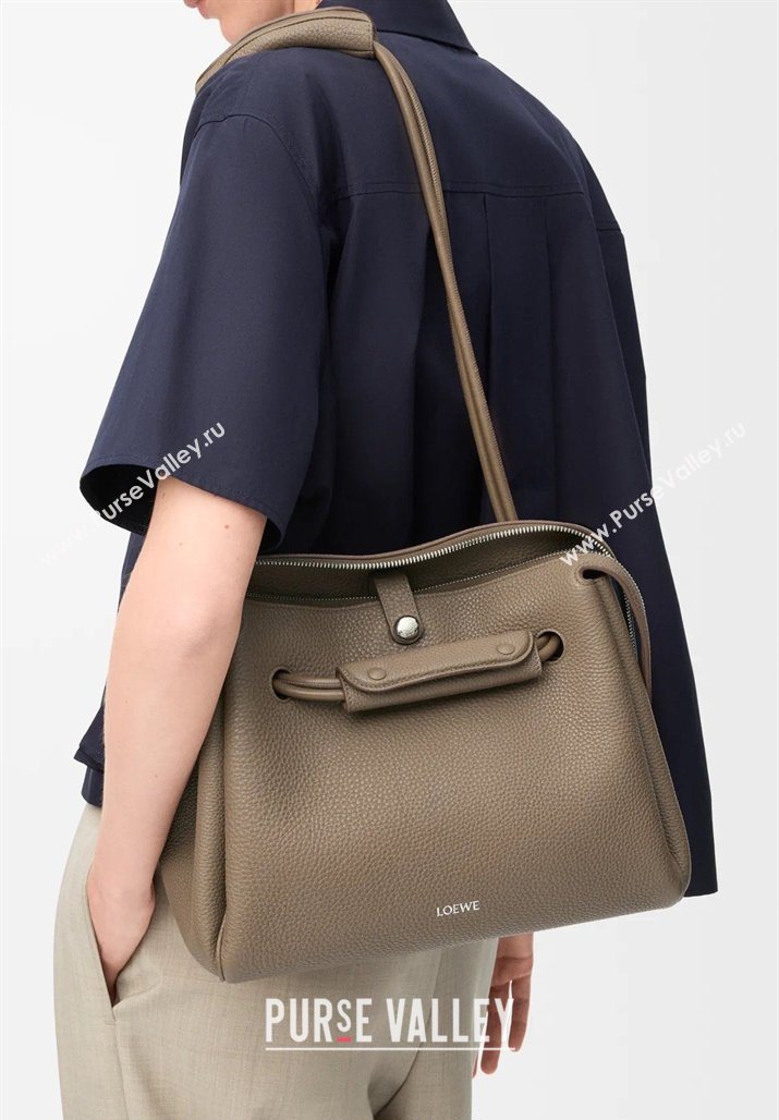 Loewe Medium Madrid bag in supple grained calfskin Taupe 20265 052451 (nana-260407070)