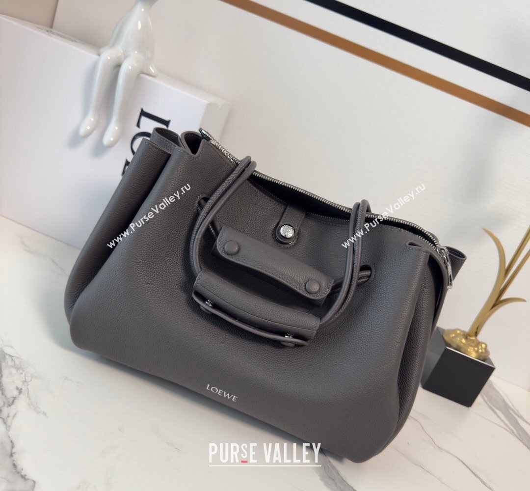 Loewe Medium Madrid bag in supple grained calfskin Dark Grey 20265 052451 (nana-260407071)