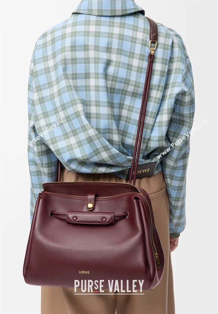 Loewe Large Madrid bag in supple calfskin leather Dark Burgundy 2026 052510 (nana-260407073)