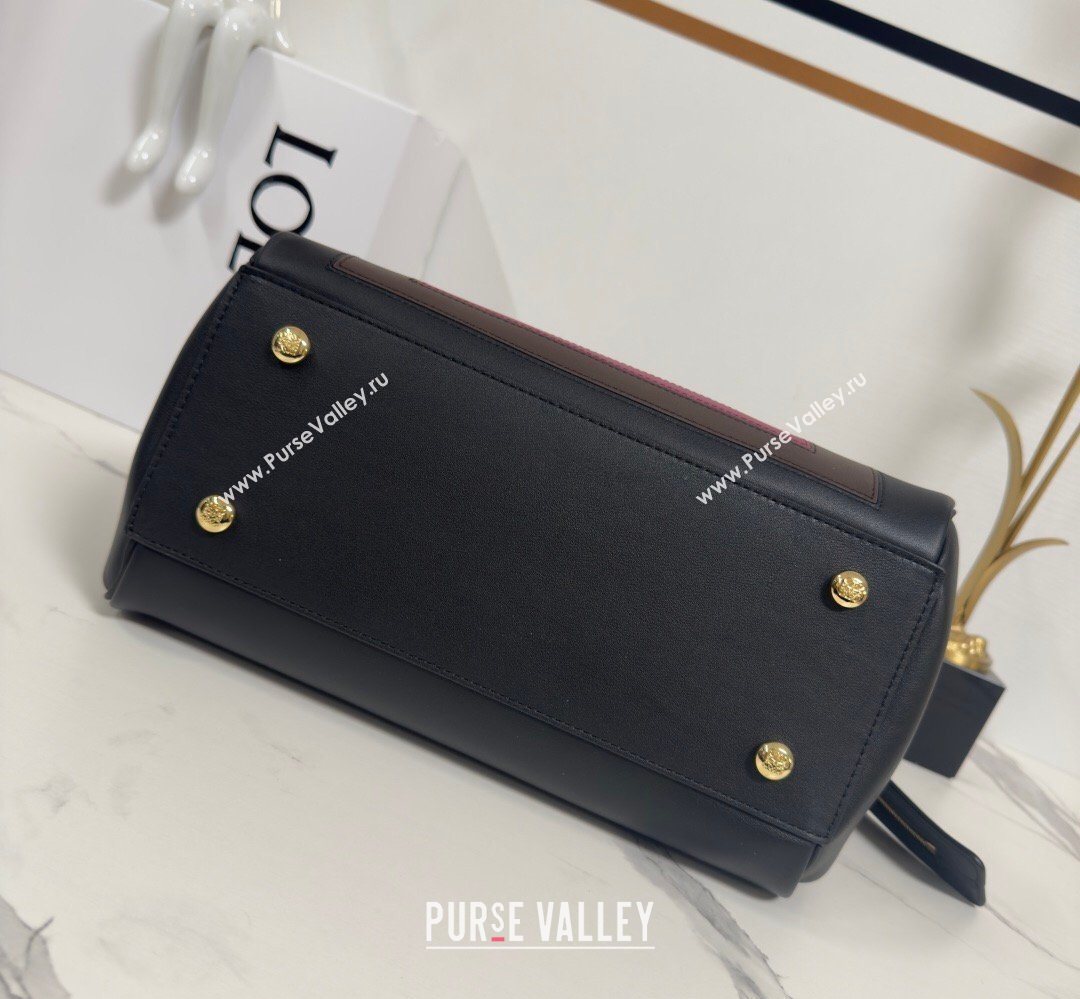 Loewe Medium Madrid bag in supple calfskin leather Black/Brown/Pink 2026 062451 (nana-260407077)