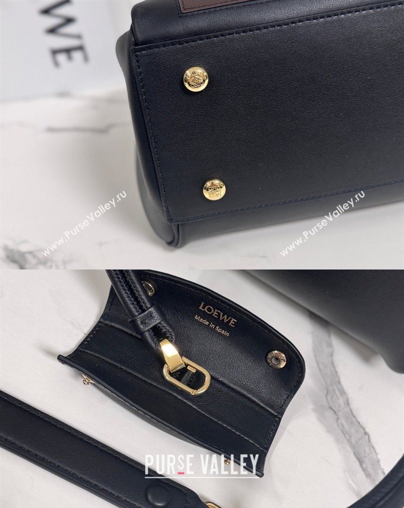 Loewe Medium Madrid bag in supple calfskin leather Black/Brown/Pink 2026 062451 (nana-260407077)