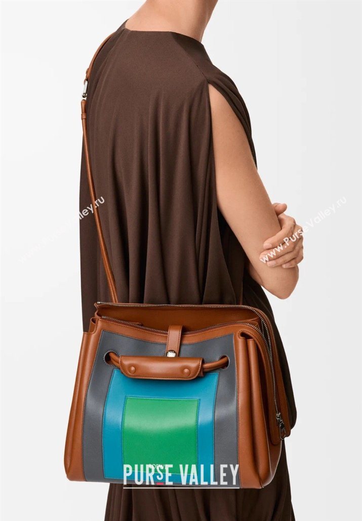 Loewe Medium Madrid bag in supple calfskin leather Black/Brown/Pink 2026 062451 (nana-260407077)