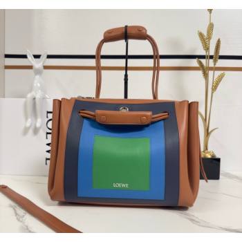 Loewe Medium Madrid bag in supple calfskin leather Caramel/Bright Green 2026 062451 (nana-260407078)