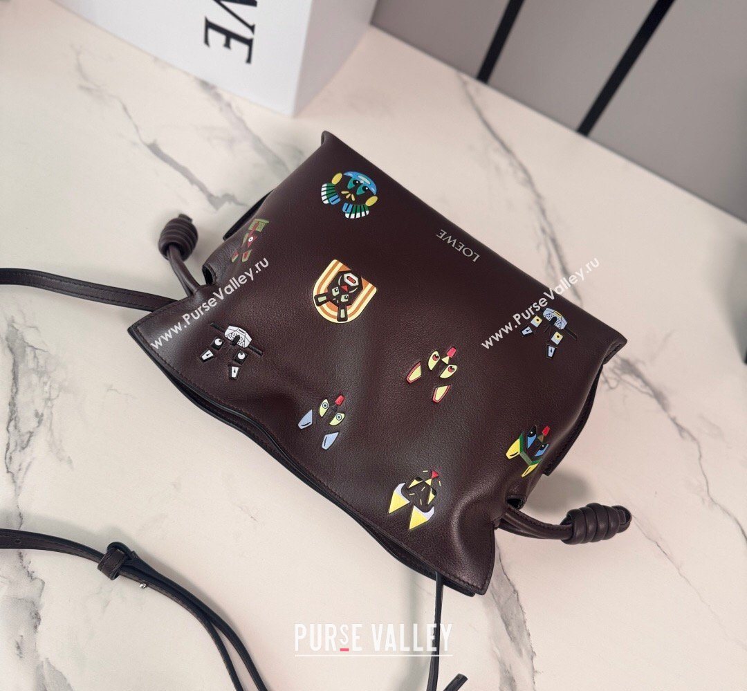 Louis Wain x Loewe Mini Flamenco Clutch in Cat Embroidered Nappa Calfskin Leather Brown 2026 (Ys-260407057)