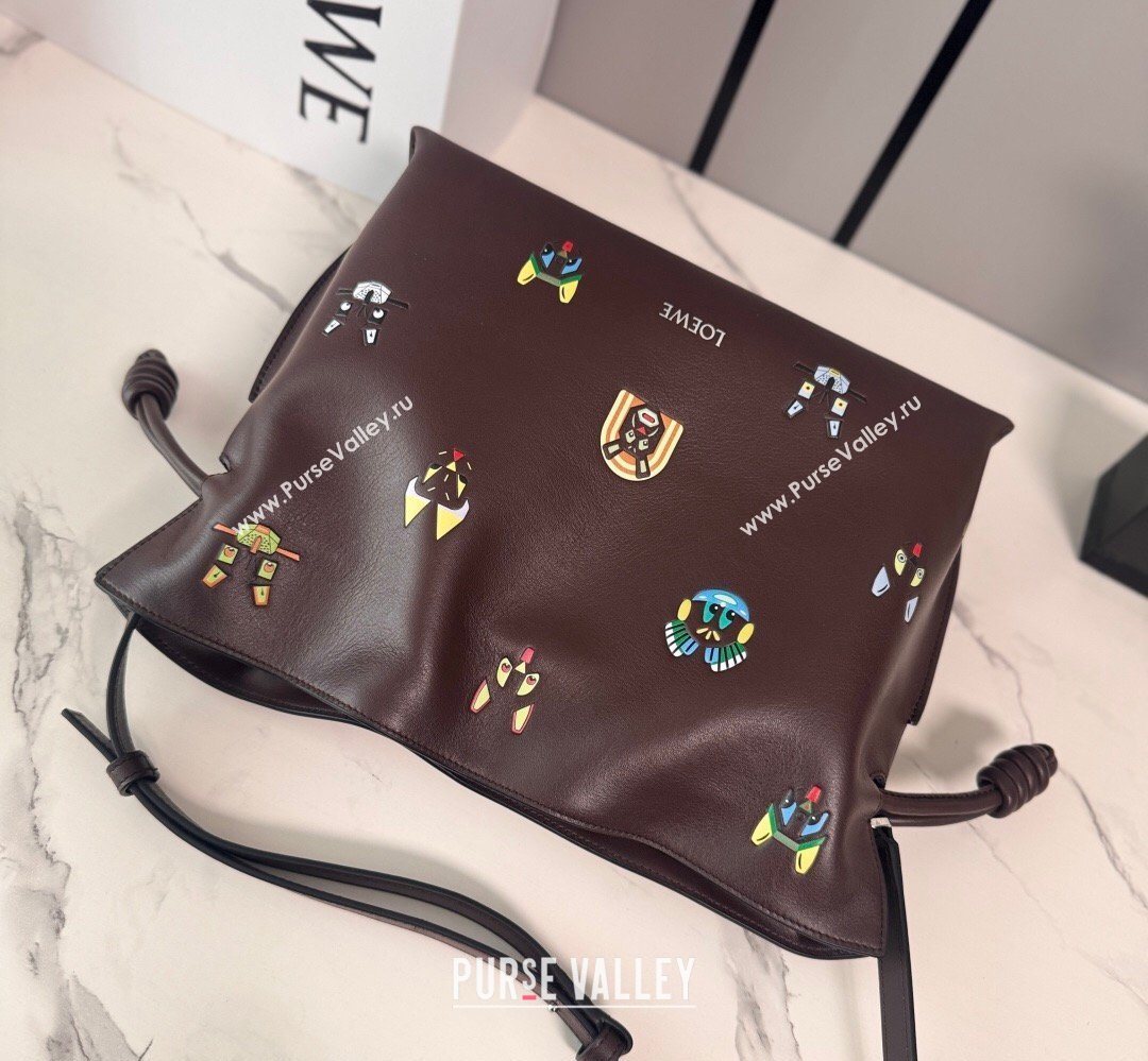 Louis Wain x Loewe Medium Flamenco Clutch in Cat Embroidered Nappa Calfskin Leather Brown 2026 (Ys-260407062)