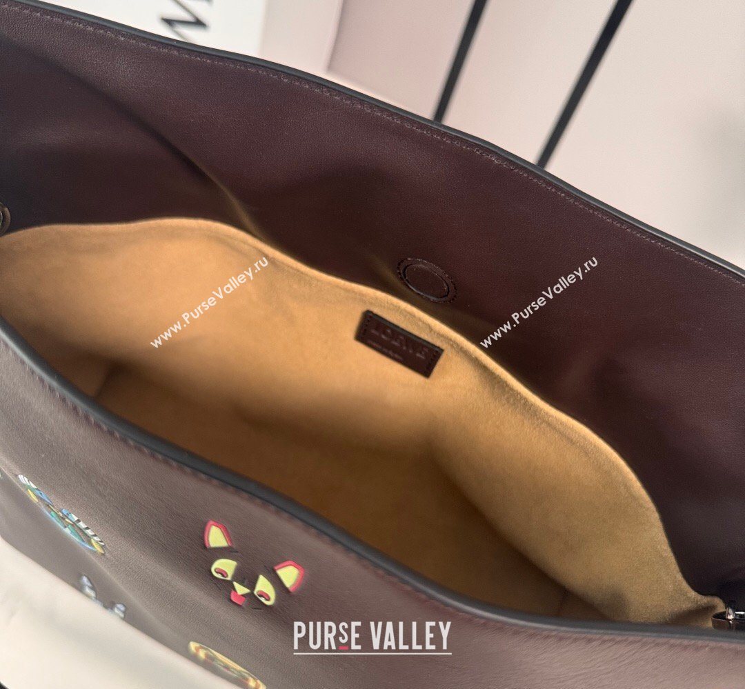 Louis Wain x Loewe Medium Flamenco Clutch in Cat Embroidered Nappa Calfskin Leather Brown 2026 (Ys-260407062)