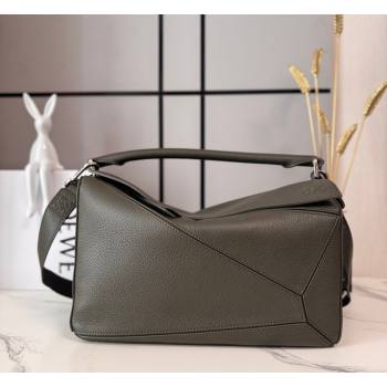 Loewe Large Puzzle Edge bag in soft grained calfskin Dark Olive 2026 052446 (Ys-260407083)