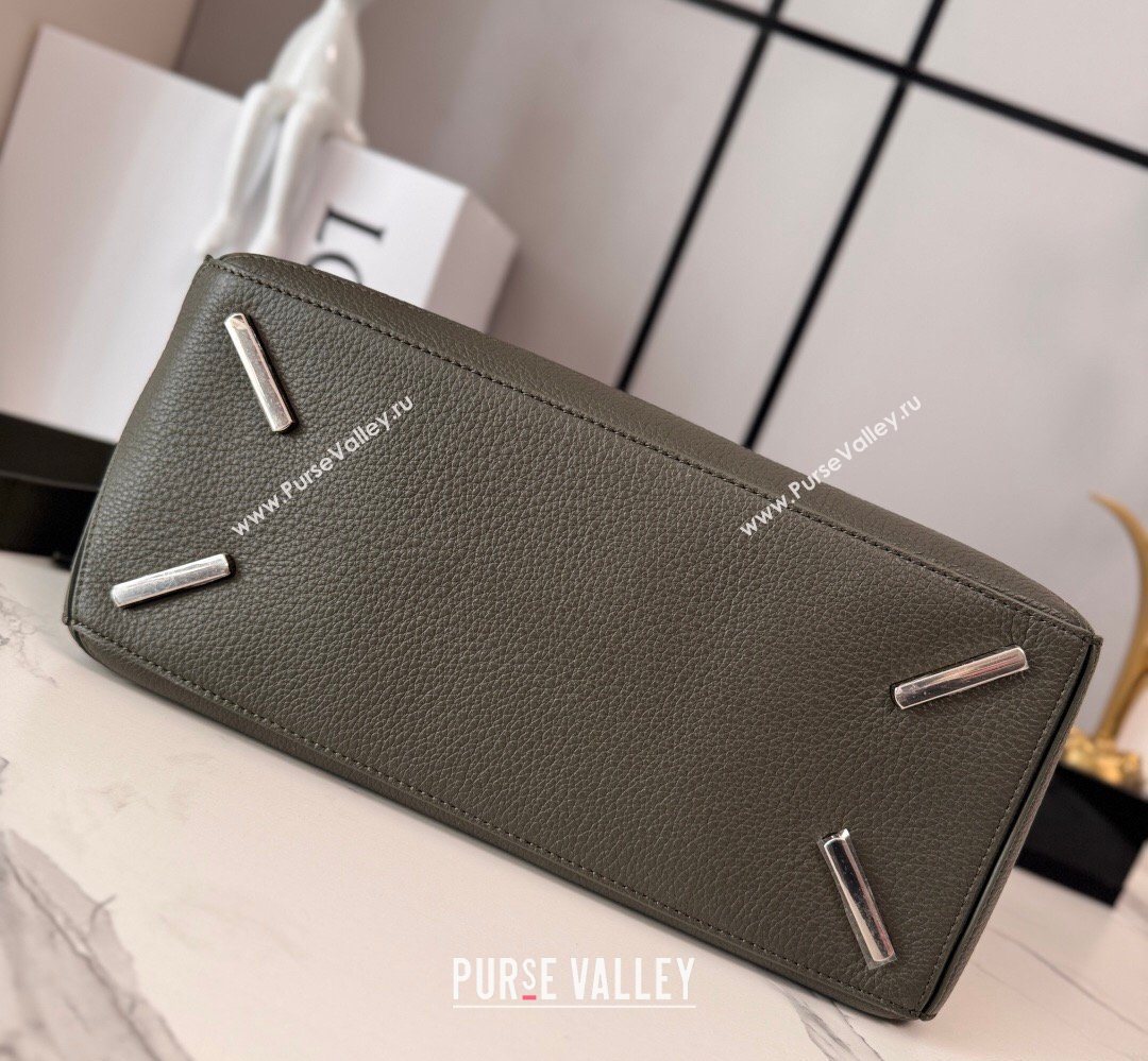 Loewe Large Puzzle Edge bag in soft grained calfskin Dark Olive 2026 052446 (Ys-260407083)