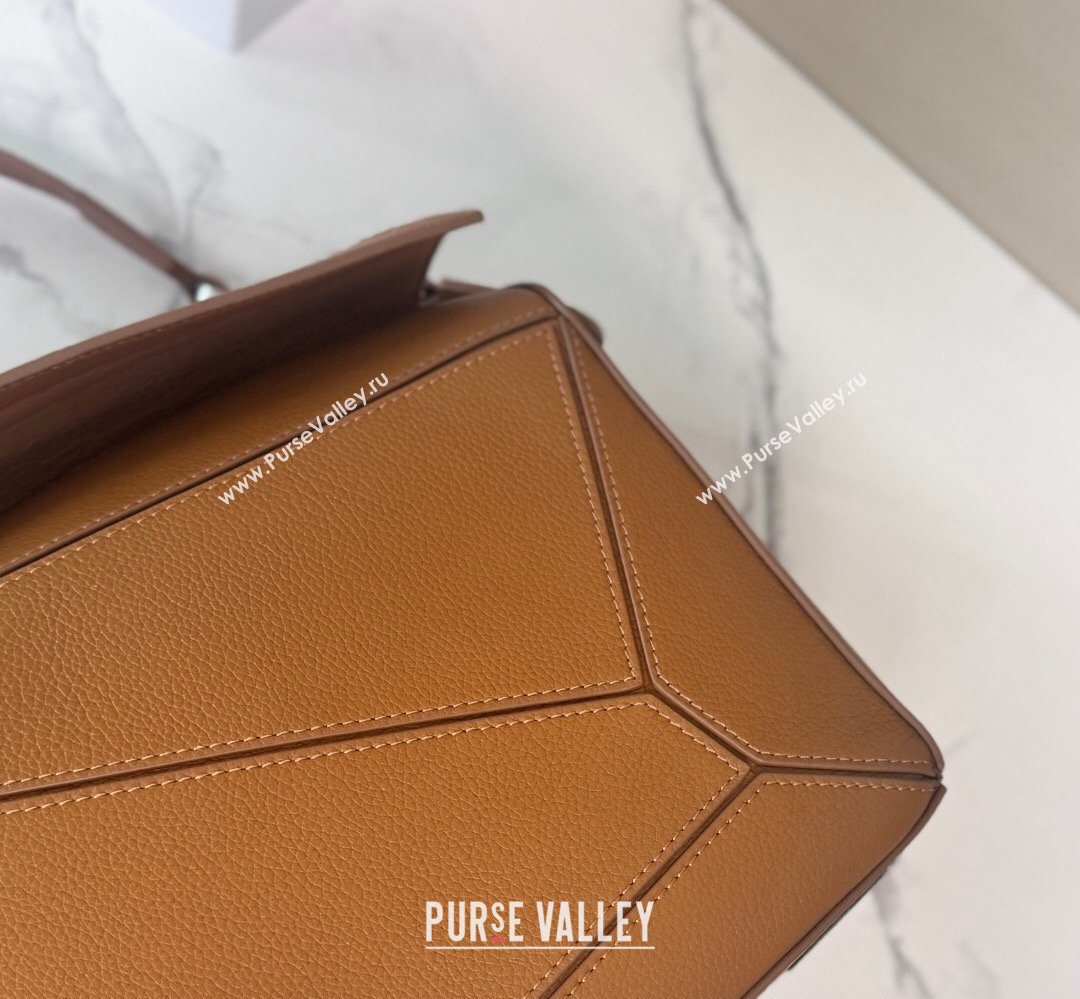 Loewe Large Puzzle Edge bag in soft grained calfskin Canyon Brown 2026 052446 (Ys-260407087)