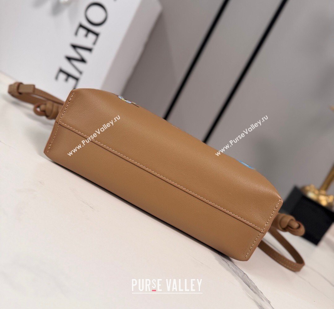 Louis Wain x Loewe Mini Flamenco Clutch in Cat Embroidered Nappa Calfskin Leather Mocha 2026 (Ys-260407058)