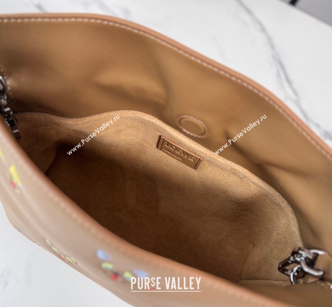 Louis Wain x Loewe Mini Flamenco Clutch in Cat Embroidered Nappa Calfskin Leather Mocha 2026 (Ys-260407058)