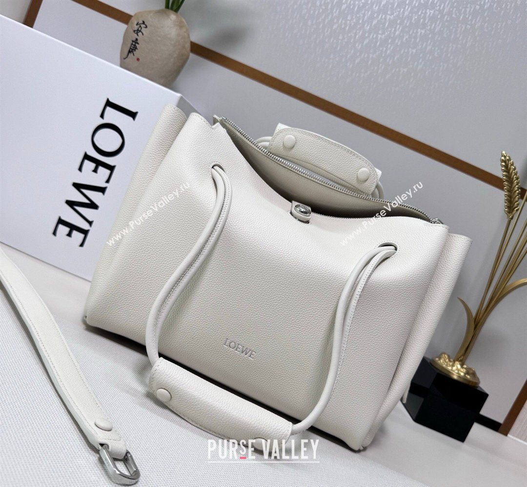 Loewe Medium Madrid bag in supple grained calfskin White 20265 052451 (nana-260407069)