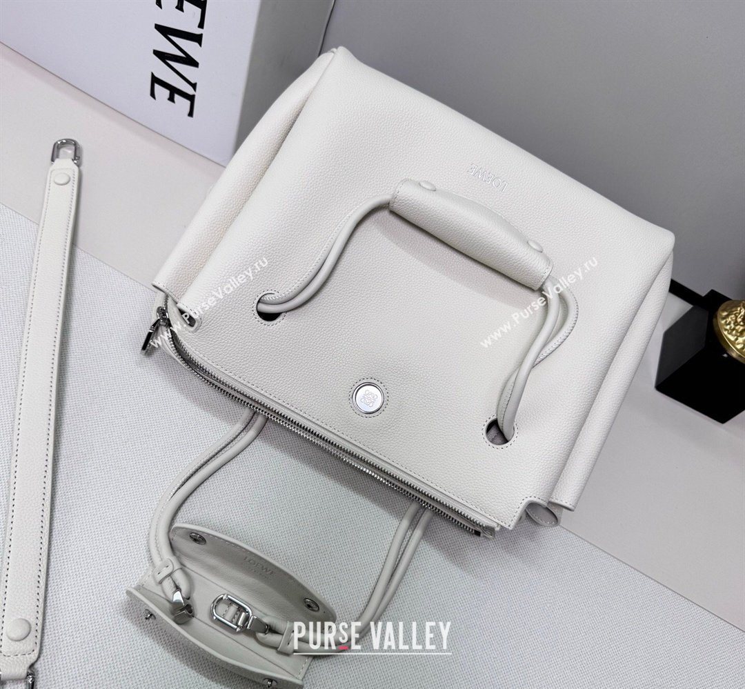 Loewe Medium Madrid bag in supple grained calfskin White 20265 052451 (nana-260407069)