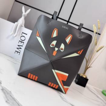 Loewe Medium Nappa Leather Futurist Cat Puzzle Fold Tote Bag Dark Grey 2026 (Ys-260407065)