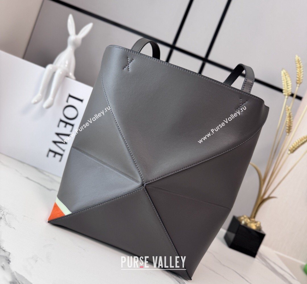 Loewe Medium Nappa Leather Futurist Cat Puzzle Fold Tote Bag Dark Grey 2026 (Ys-260407065)