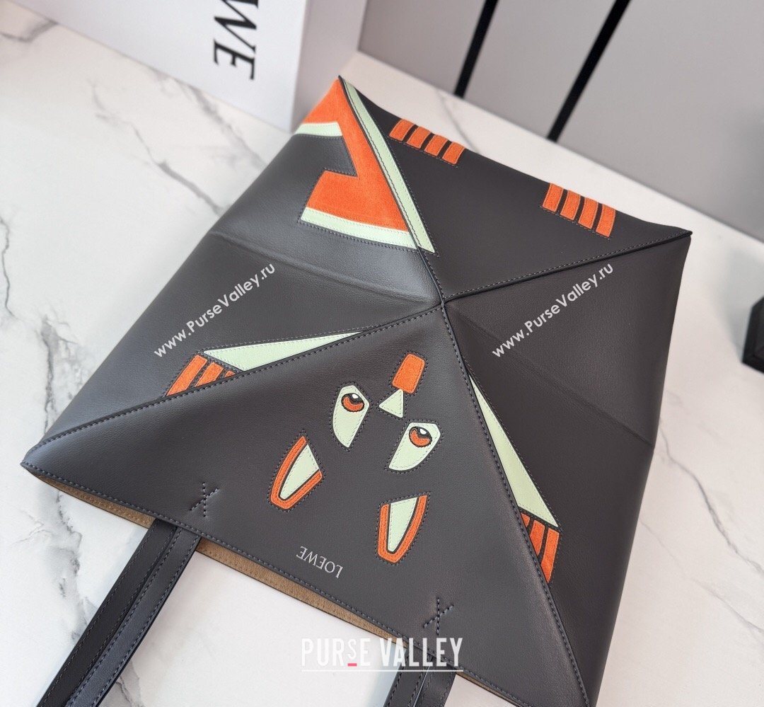 Loewe Medium Nappa Leather Futurist Cat Puzzle Fold Tote Bag Dark Grey 2026 (Ys-260407065)