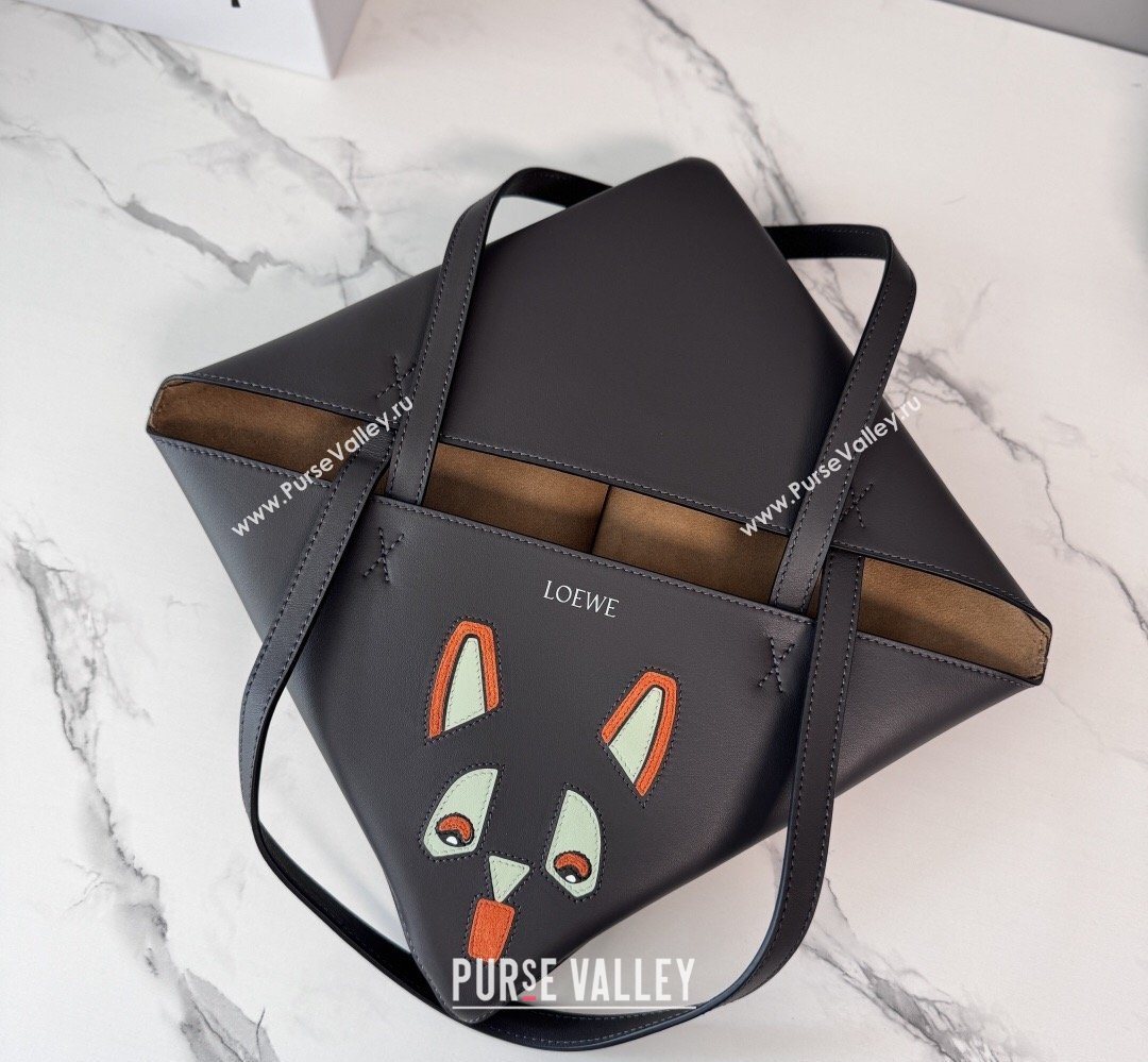 Loewe Medium Nappa Leather Futurist Cat Puzzle Fold Tote Bag Dark Grey 2026 (Ys-260407065)