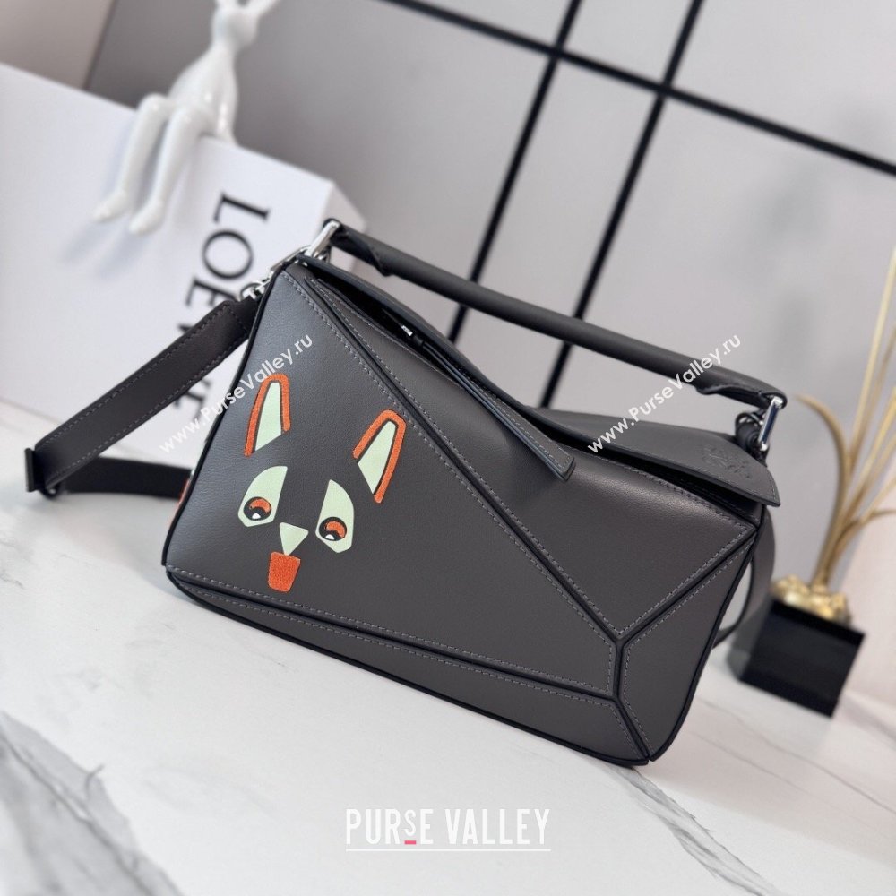 Loewe Small Classic Calfskin Futurist Cat Puzzle Bag Dark Grey 2026 (Ys-260407064)