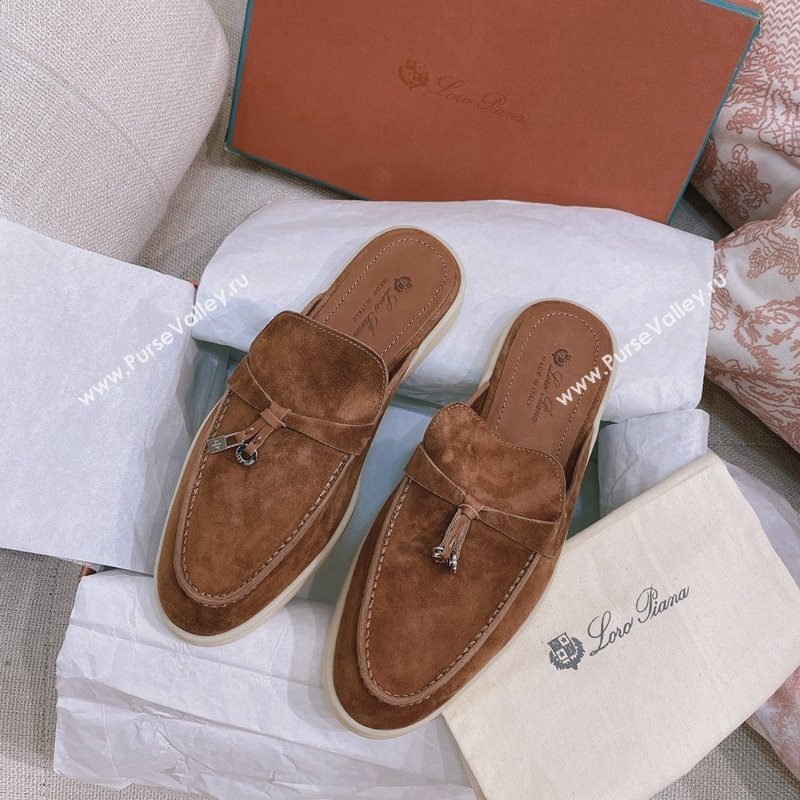 Loro Piana Suede Flat Mules Brown 2024 0507 (KL-240507108)