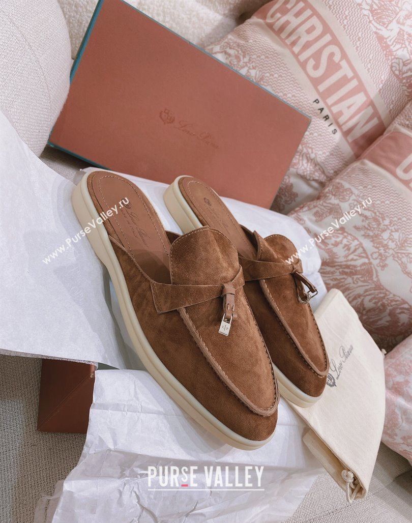 Loro Piana Suede Flat Mules Brown 2024 0507 (KL-240507108)