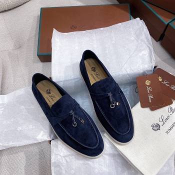 Loro Piana Suede Flat Loafers Blue 2024 050703 (KL-240507112)
