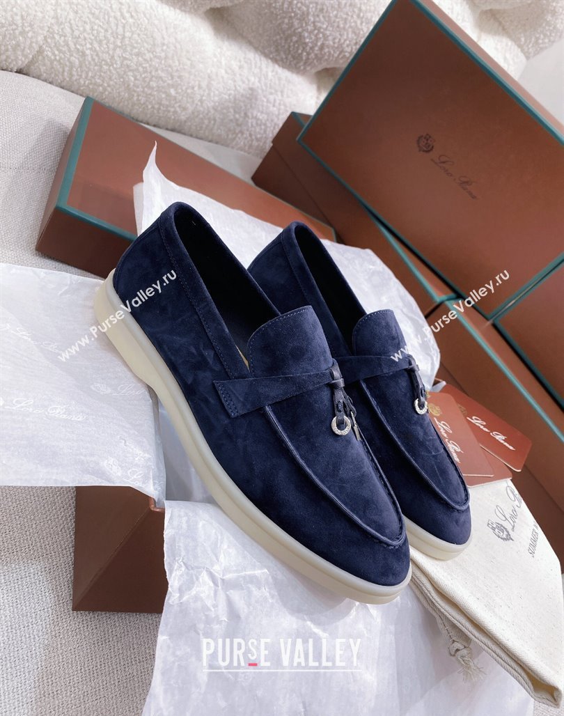 Loro Piana Suede Flat Loafers Blue 2024 050703 (KL-240507112)